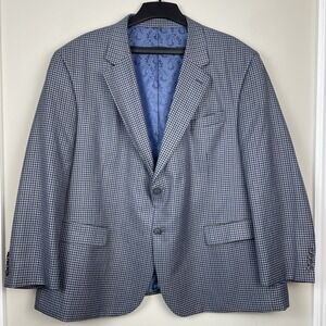 Oak Hill‎ Blazer Men's 3XL 54R/56R Blue Check Sport Coat Jacket 2 Button Paisley